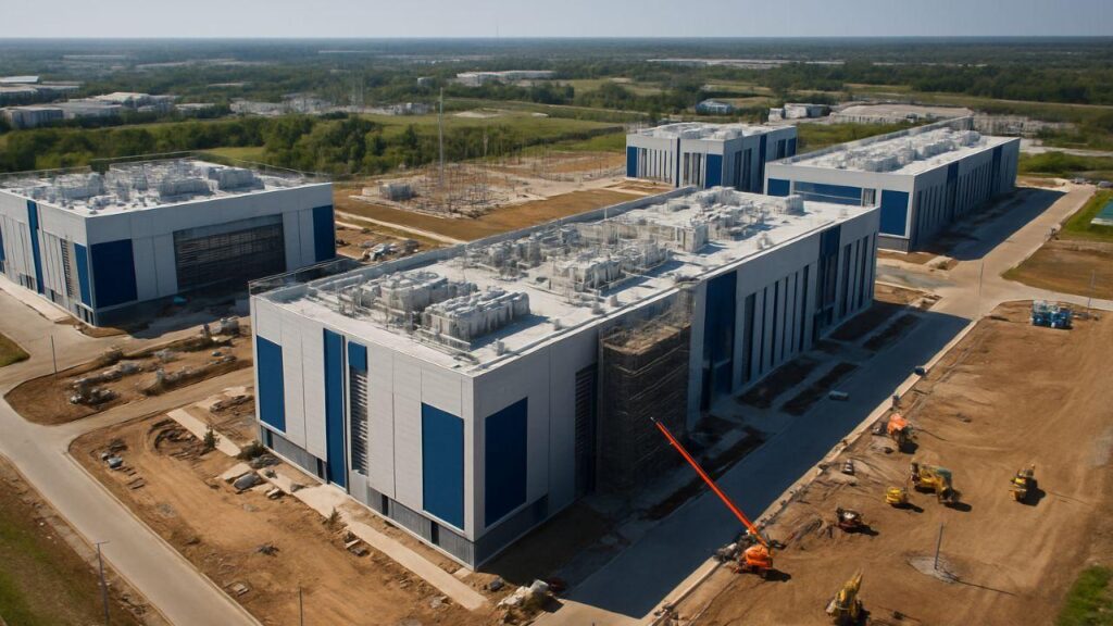 Interior de data centers no Brasil com servidores e infraestrutura de alta disponibilidade